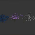 Decorative Plants with Blue Foliage Pink Blossoms and White Snowy Branches