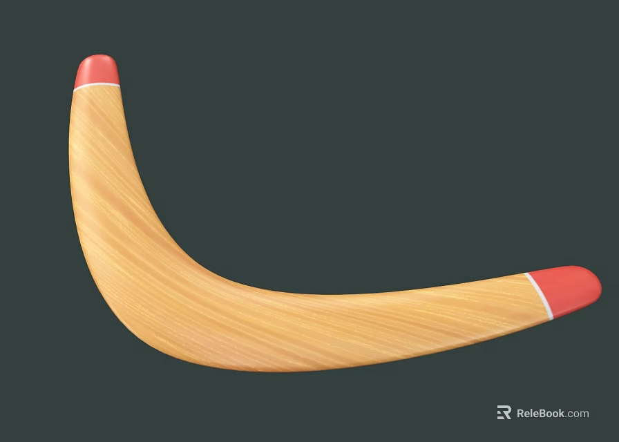 Wooden Arc Shaped Item With Light Wood Tone And Red Tips 3d model 