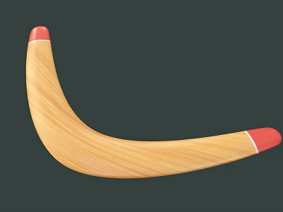 Wooden Arc Shaped Item With Light Wood Tone And Red Tips 3d model