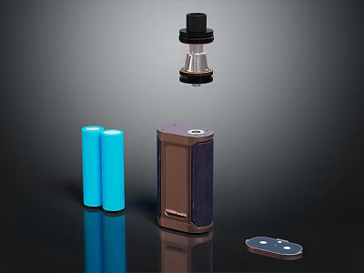 Professional Vaping Device Kit With Atomizer Two Blue Batteries And Accessories 3d model
