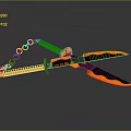 Double Bladed Weapons With Chain Red Handle Orange Blade And Green Decoration