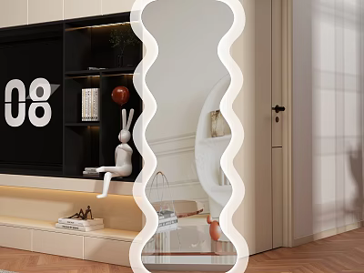 Wavy Full Length Mirror In Modern Home Decor 3d model