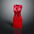 Stylish Sleeveless Red Dress Featuring Belted Waist And Side Pockets