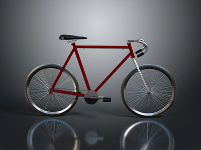 Sleek Red Bicycle With Black Seat And Silver Wheels Minimalist Design 3d model
