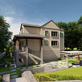 Modern Single-family Villa Exterior Design With Lush Greenery And Garden Pool