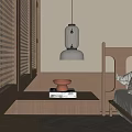 Minimalist Bedroom Pendant Light With Warm Glow Over Wooden Nightstand And Bed Frame