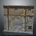 Historic Arch Structure With Stone Brick Walls Tile Roof And Carved Windows