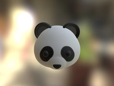Cute Panda Head 3D Model with Black Ears and Round Black Eyes 3d model