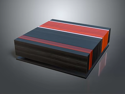 Elegant Modern Coffee Table With Layered Black Red Wooden Striped Design 3d model