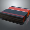 Elegant Modern Coffee Table With Layered Black Red Wooden Striped Design
