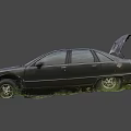 a black sedan overgrown with weeds 3d model