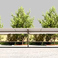 Outdoor Carport Structure With Curved White Roof And Support Pillars Surrounded By Trees