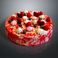 Delicious Red Velvet Cake Topped With Fresh Berries And Whipped Cream Decorations