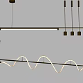 Modern Golden Linear And Wave Shaped Chandeliers With White LED Hanging Lights