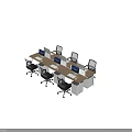 Modern Office Desk And Chair Set With Computer Monitors And Drawer Cabinets