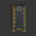 Vintage Decorative Painted Cabinet With Two Doors Drawers And Colorful Floral Motifs