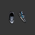 White and Gray Sneakers with Blue Accents on Upper and Textured Sole