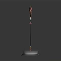 Heart Shaped Top Staff Weapon With Pink Gem And Golden Decoration On Base