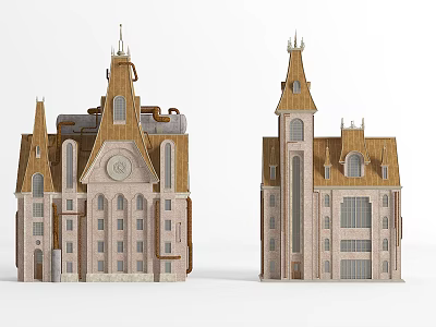 Classic European Architecture With Spires Towers Arched Windows And Ornate Roofs 3d model