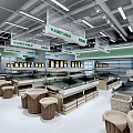 Clean Bright Modern Fruit Store With Green Shelves And Price Tags