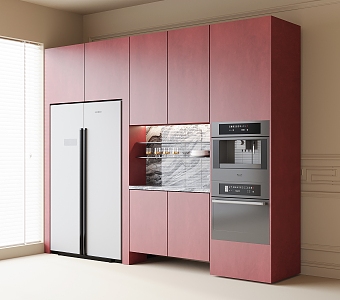 Side Cabinet Wine Cabinet Refrigerator Cabinet Oven Microwave Oven 3d model