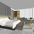 Hotel Guest Room Modern Interior With Comfortable Bed Sofa Seating And Large Window