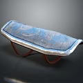 Blue Ornate Traditional Decorative Item With Silver Trim And Brown Straps
