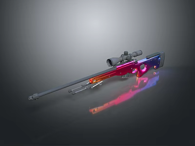 Sniper Rifle With Scope And Colorful Illuminated Lights And Gradient Design In Futuristic Style 3d model