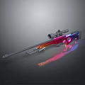 Sniper Rifle With Scope And Colorful Illuminated Lights And Gradient Design In Futuristic Style