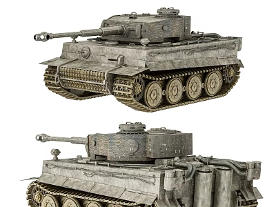 Military Tank With Heavy Armor Metal Tracks Rotating Turret And Long Gun Barrel 3d model