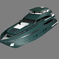 Modern Luxury Yacht With Sleek Dark Green Exterior Upper Deck And Spacious Deck Area