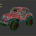 Red Open Top Off Road Vehicle With Big Tires And Jeep Style Design