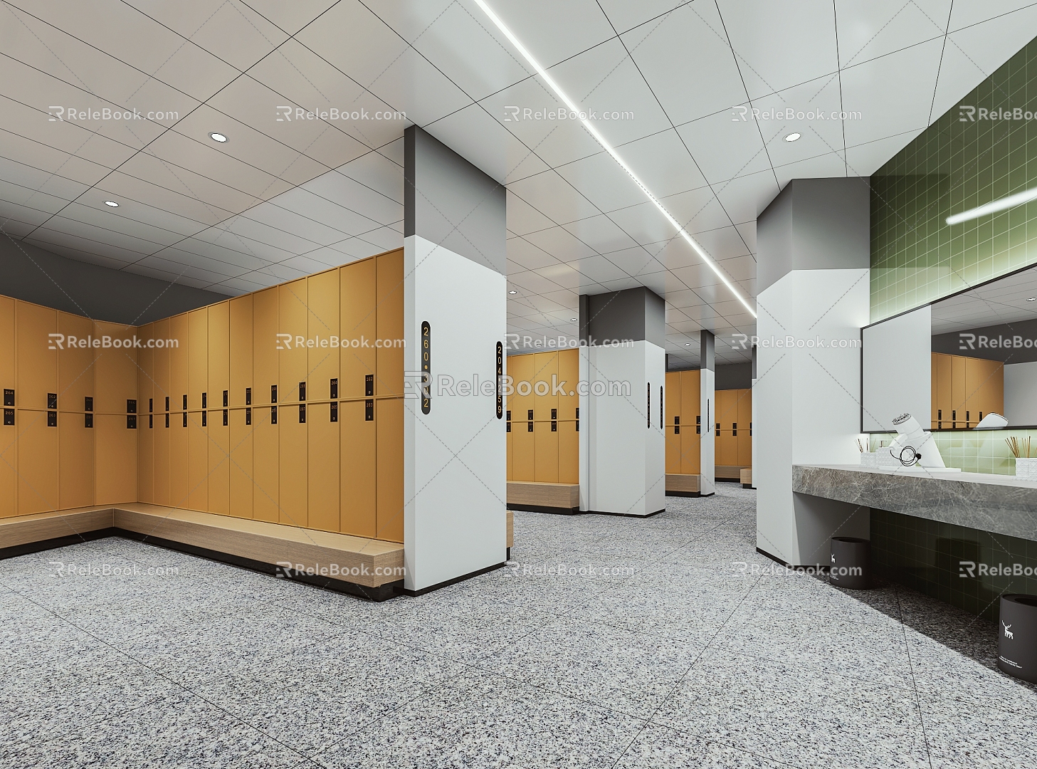 Swimming locker room Gym locker room 3d model