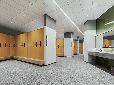 Modern Gym Locker Room With Lockers And Sink For Fitness Enthusiasts 3d model