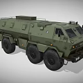 Green Military Armored Truck With Multi Wheel Drive And Tactical Design