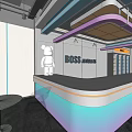 Front Desk Billiards Hall Front Desk Internet Cafe Front Desk Alien Ceiling Gradient Film Cyberpunk 3d model