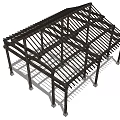 Outdoor Wooden Pergola Structure With Columns And Latticed Roof Design