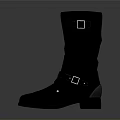Black Leather Mid Calf Boots With Buckle Straps And Classic Design For Daily Use