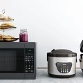 Modern Kitchen Appliances Microwave Rice Cooker Pressure Cooker With Dessert Stand Cookies And Glass Jar
