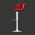 Modern Red Bar Stool With White Metal Frame Curved Seat And Footrest Design
