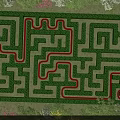 Fun Outdoor Play Equipment Maze With Green Plants And Red Paths For Kids