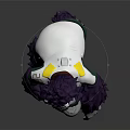 Anthropomorphic Gorilla Character With Purple Fur Wearing Glasses And White Coat With Yellow Green Accents