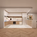 Modern Minimalist Kitchen With Light Cabinets White Countertops Island And Stainless Steel Appliances