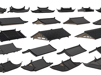 Traditional Roof Components Showcasing Various Architectural Styles And Design Details 3d model
