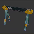 Industrial Jib Crane Structure with Blue Stands Yellow Hooks and STD Labeled Beam