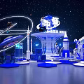 Space Themed Check In Photo Spot With Space Station Rocket Globe And Starry Sky Backdrop