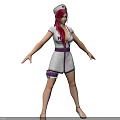Game Movie Character With Red Hair In White Dress Purple Belt And Short Skirt Design