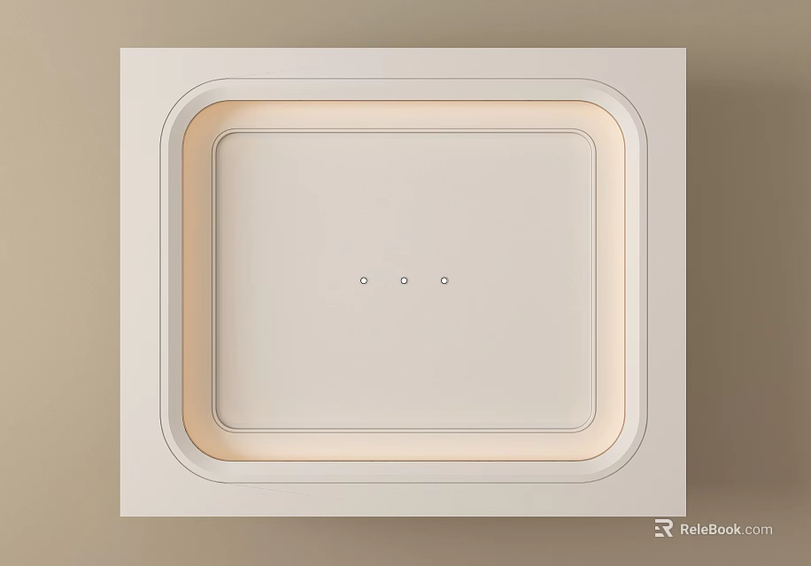 Modern Ceiling Design with Square Frame Soft Light Strip and Three Small Dots 3d model 