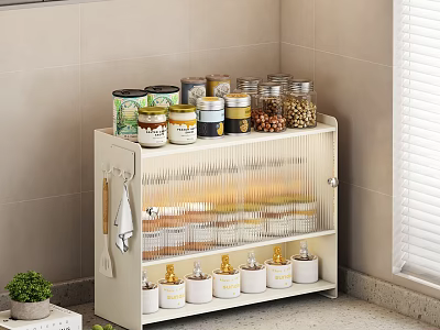 Kitchen Cabinet For Organizing Spices Jars And Utensils In Corner 3d model