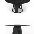 Modern Dining Table With Unique Black Geometric Base And Round Top Design 3d model